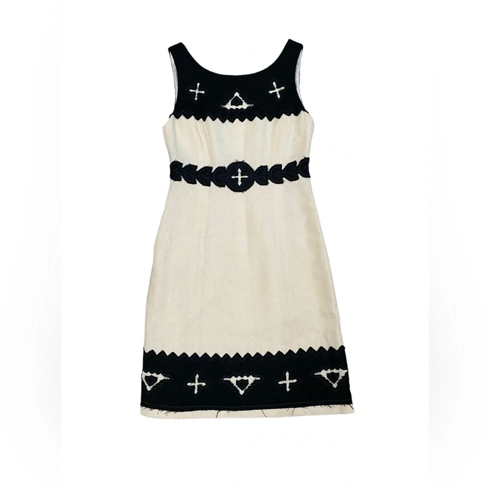 Tory Burch Wool Cream And Black Dress Midi‎ Knee Length